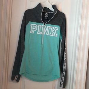PINK half zip lightweight performance sweatshirt.